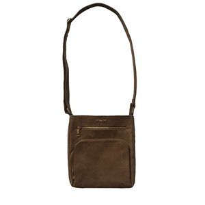 Estalon Leather Crossbody Purse Messenger Bag Lt. Brown